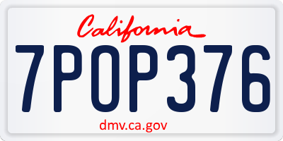 CA license plate 7POP376