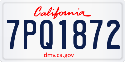 CA license plate 7PQ1872