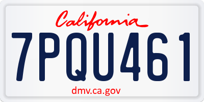 CA license plate 7PQU461