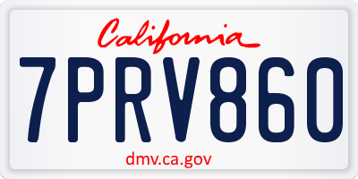 CA license plate 7PRV860