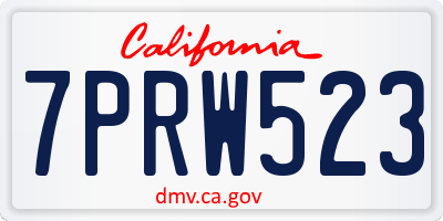 CA license plate 7PRW523