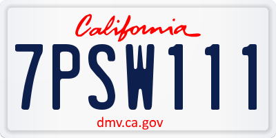 CA license plate 7PSW111