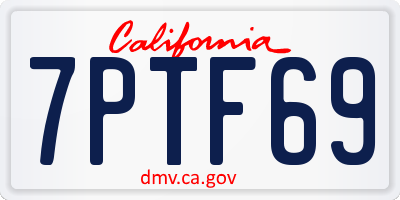 CA license plate 7PTF69