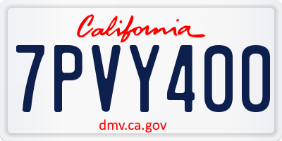 CA license plate 7PVY400