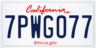 CA license plate 7PWGO77