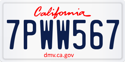 CA license plate 7PWW567