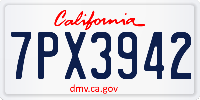 CA license plate 7PX3942