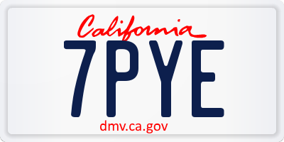 CA license plate 7PYE