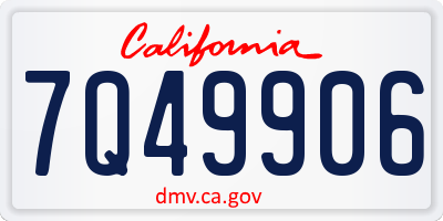 CA license plate 7Q49906