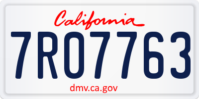 CA license plate 7R07763