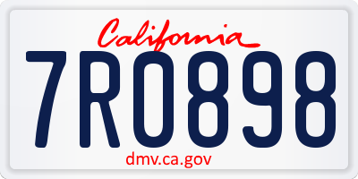 CA license plate 7R0898