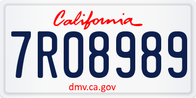 CA license plate 7R08989