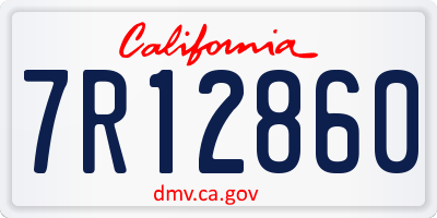 CA license plate 7R12860