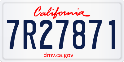 CA license plate 7R27871