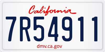 CA license plate 7R54911