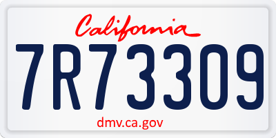 CA license plate 7R73309