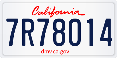 CA license plate 7R78014