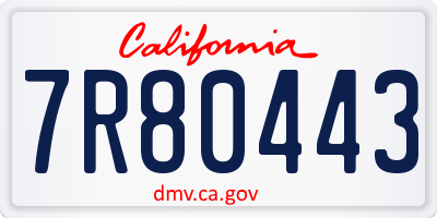 CA license plate 7R80443