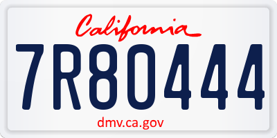 CA license plate 7R80444