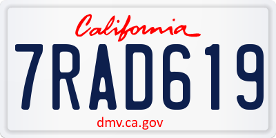 CA license plate 7RAD619