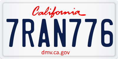 CA license plate 7RAN776