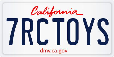 CA license plate 7RCTOYS