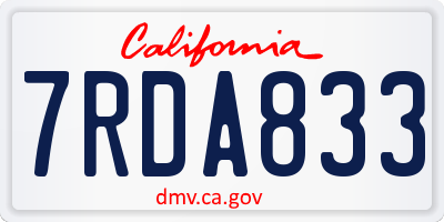 CA license plate 7RDA833