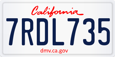 CA license plate 7RDL735