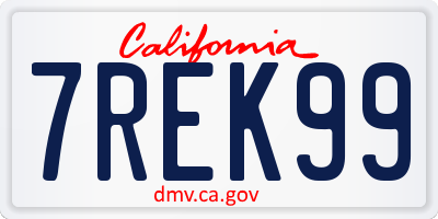 CA license plate 7REK99