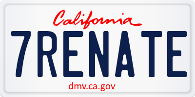 CA license plate 7RENATE