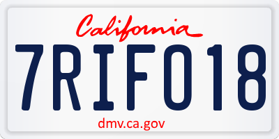 CA license plate 7RIFO18