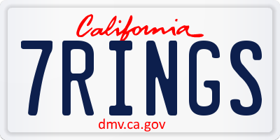 CA license plate 7RINGS