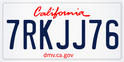 CA license plate 7RKJJ76