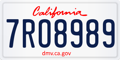 CA license plate 7RO8989