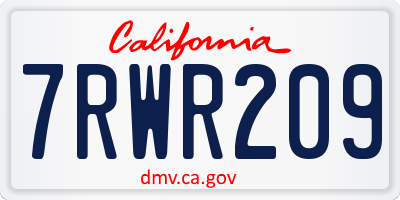 CA license plate 7RWR209