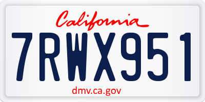CA license plate 7RWX951