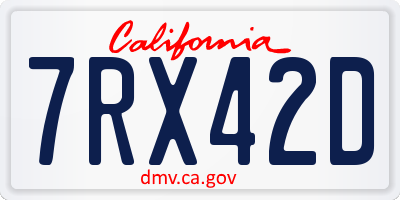 CA license plate 7RX42D