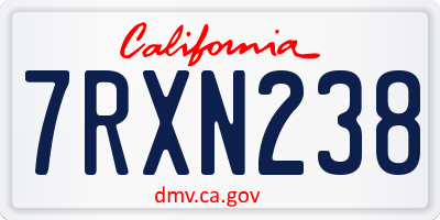 CA license plate 7RXN238