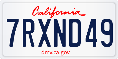 CA license plate 7RXND49