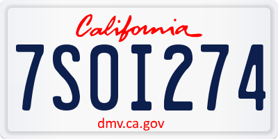 CA license plate 7S0I274