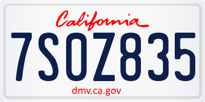 CA license plate 7S0Z835