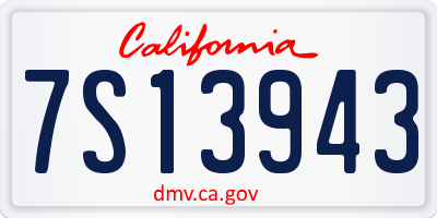 CA license plate 7S13943