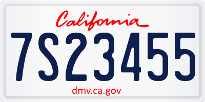 CA license plate 7S23455