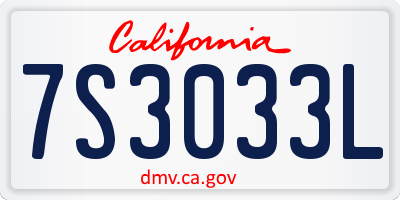 CA license plate 7S3033L