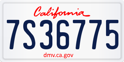 CA license plate 7S36775