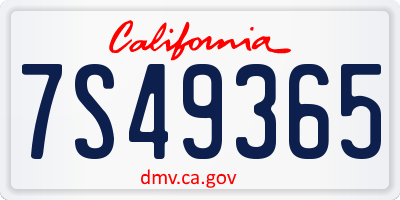 CA license plate 7S49365