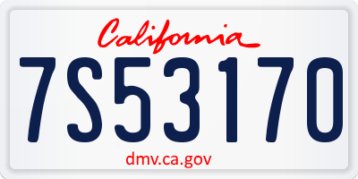 CA license plate 7S53170