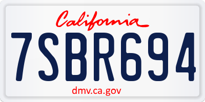 CA license plate 7SBR694