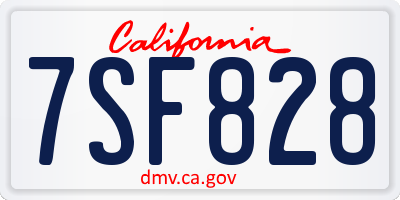 CA license plate 7SF828