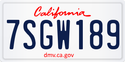 CA license plate 7SGW189
